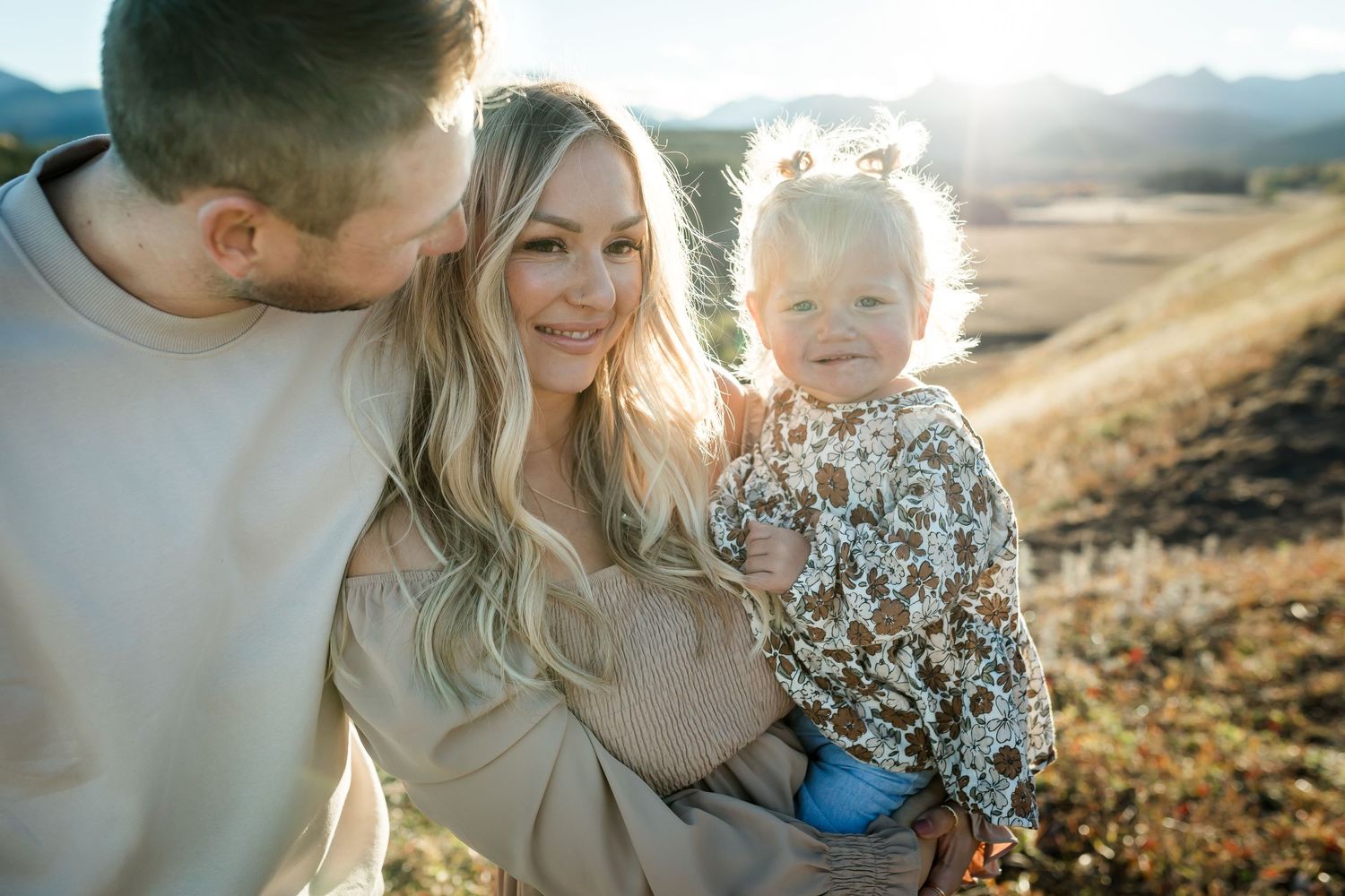 Golden hour fall family photos in Kananaskis mountains by Calgary lifestyle photographer, Love & Sunshine Photography.
