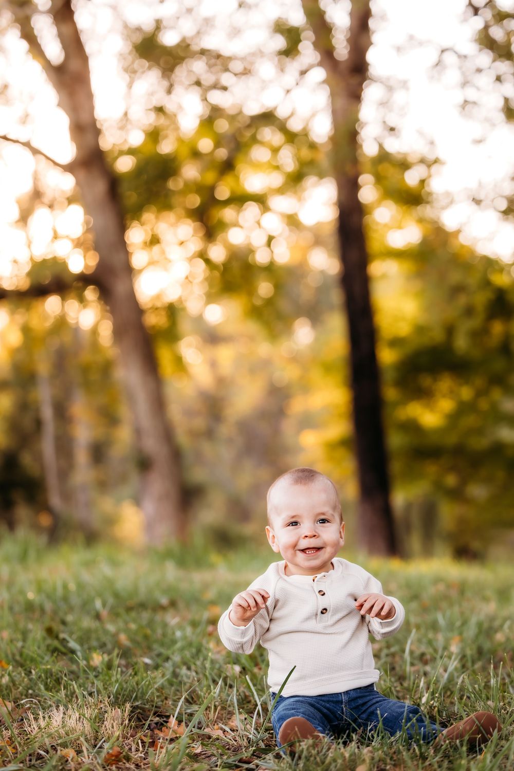Baby is all smiles in Hamden, CT during newborn photo shoot