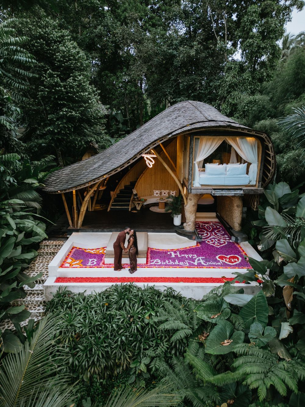 Professional birthday drone photography at Bambootel Bali.