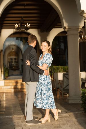 one of the best places to get engaged on Sea Island near the resort by the Cloister and marsh at sunset