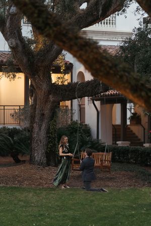 getting engaged at the sea island resort at sunset, proposal portraits popping the question, getting married