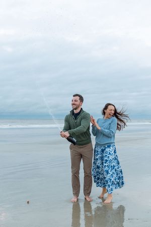 Best couple's portrait photographer in Savannah, Jekyll Island, St. Simons Island and Sea Island georgia, couple happily engaged on beach