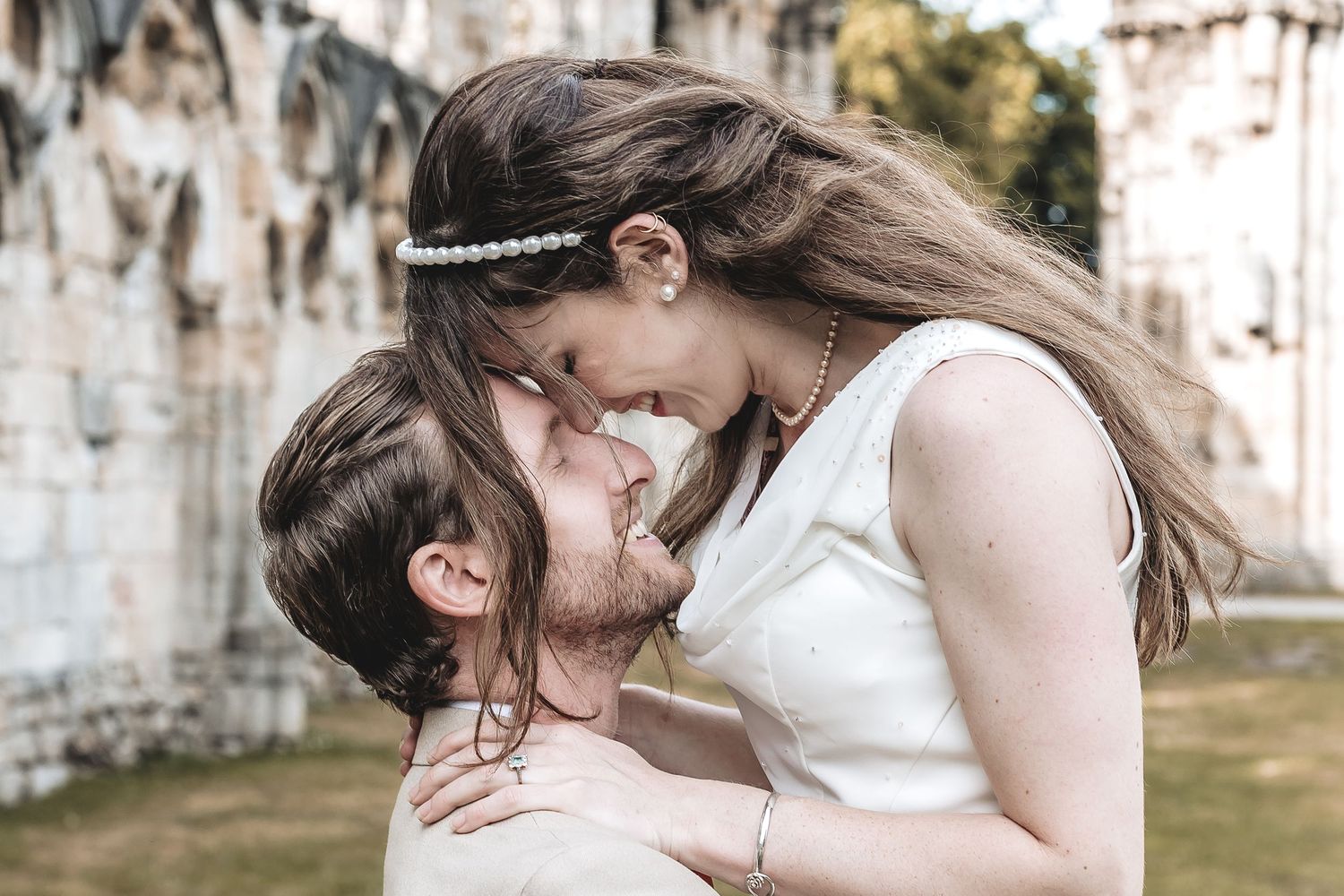 Couple laughing during an engagement shoot