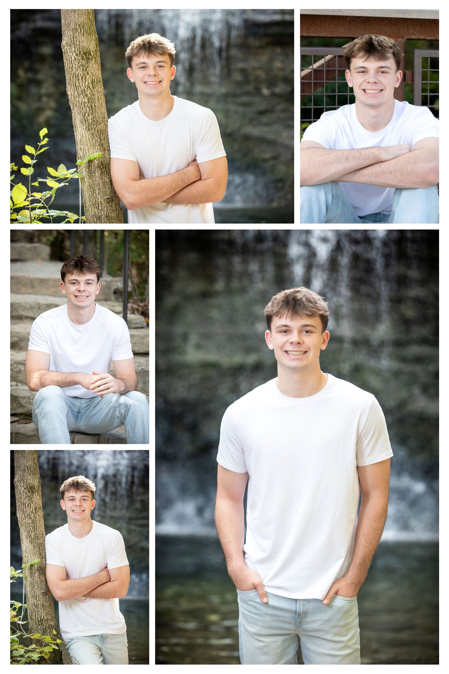 Grandview Heights senior pictures at Quarry Metro Park featuring natural outdoor portraits with waterfall and nature backgrounds.