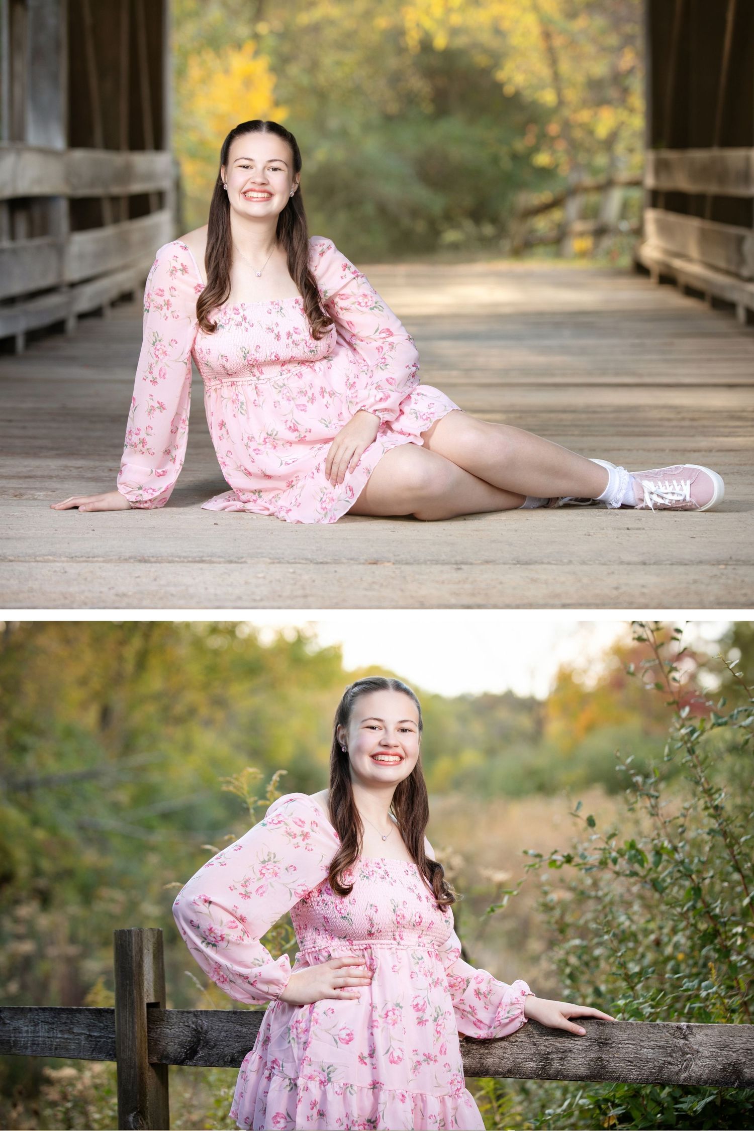 Olentangy Berlin senior pictures at Slate Run Metro Park featuring covered bridge portraits and beautiful fall scenery.