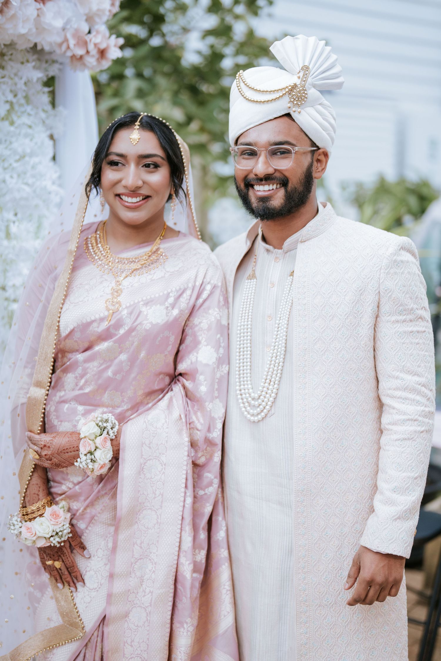 Bride and groom together for the first time after their Nikah ceremony