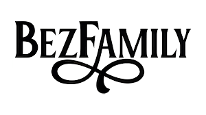 BezFamily logo featuring bold serif typography with an elegant infinity symbol flourish beneath the text.