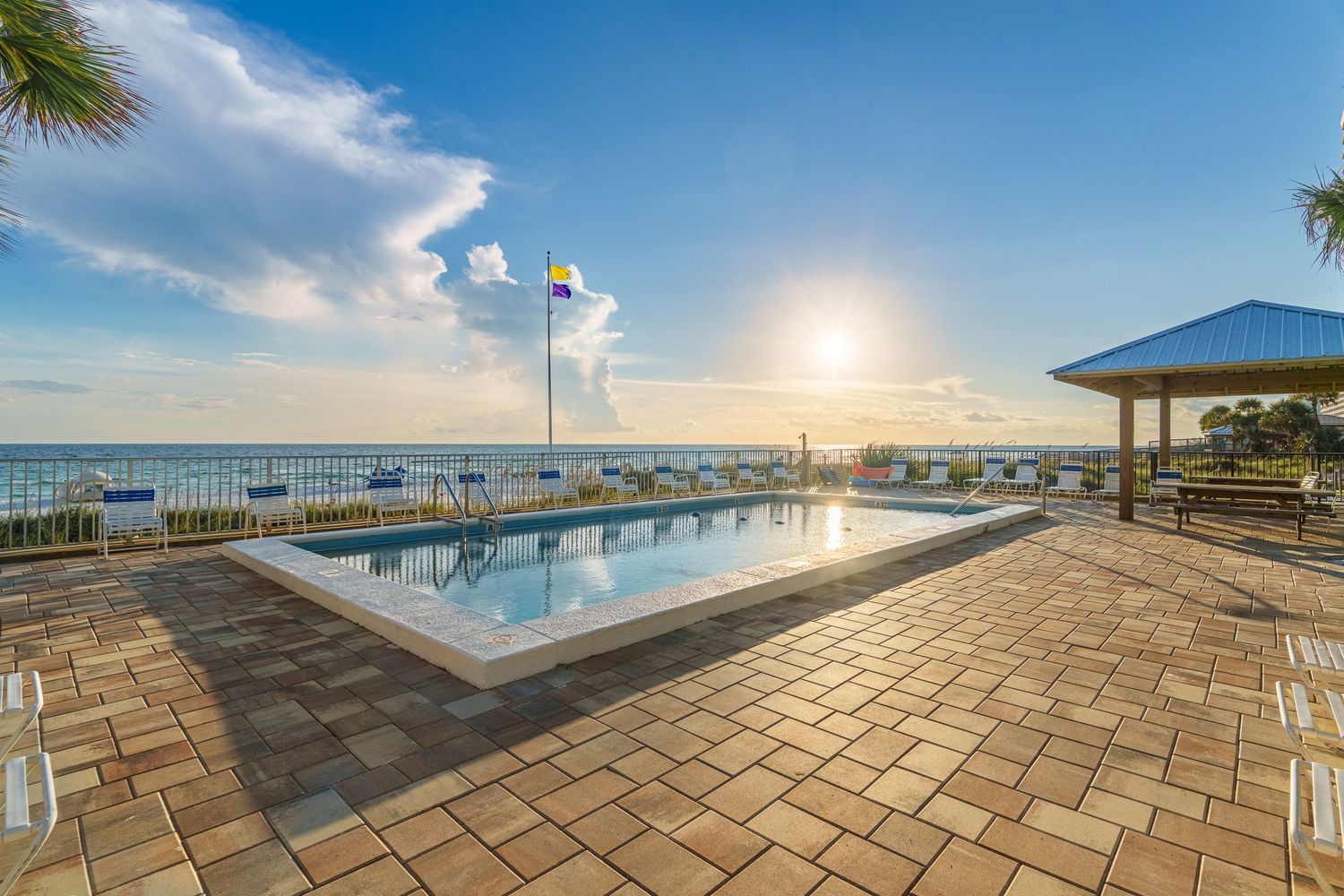Beachfront pool overlooking the Gulf at a Panama City Beach condo