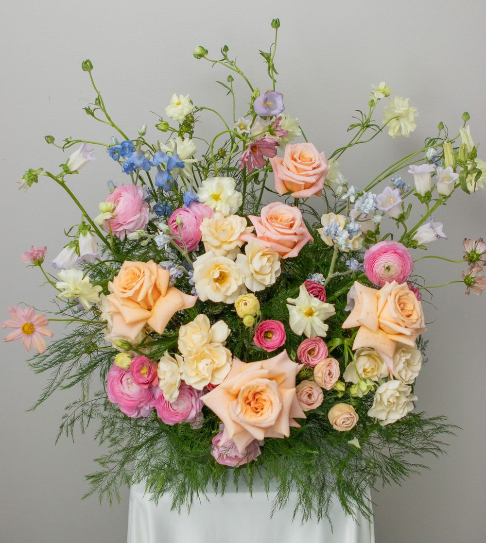 Colorful floral centerpiece for wedding photography in Strongsville.