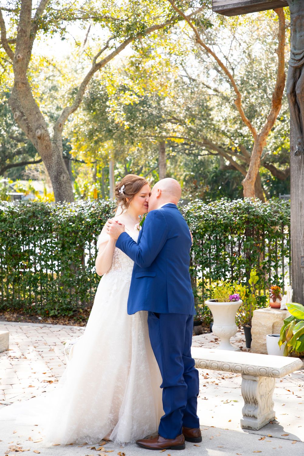 Editorial style wedding photography at St Paul's Catholic Church, Tampa, Florida.