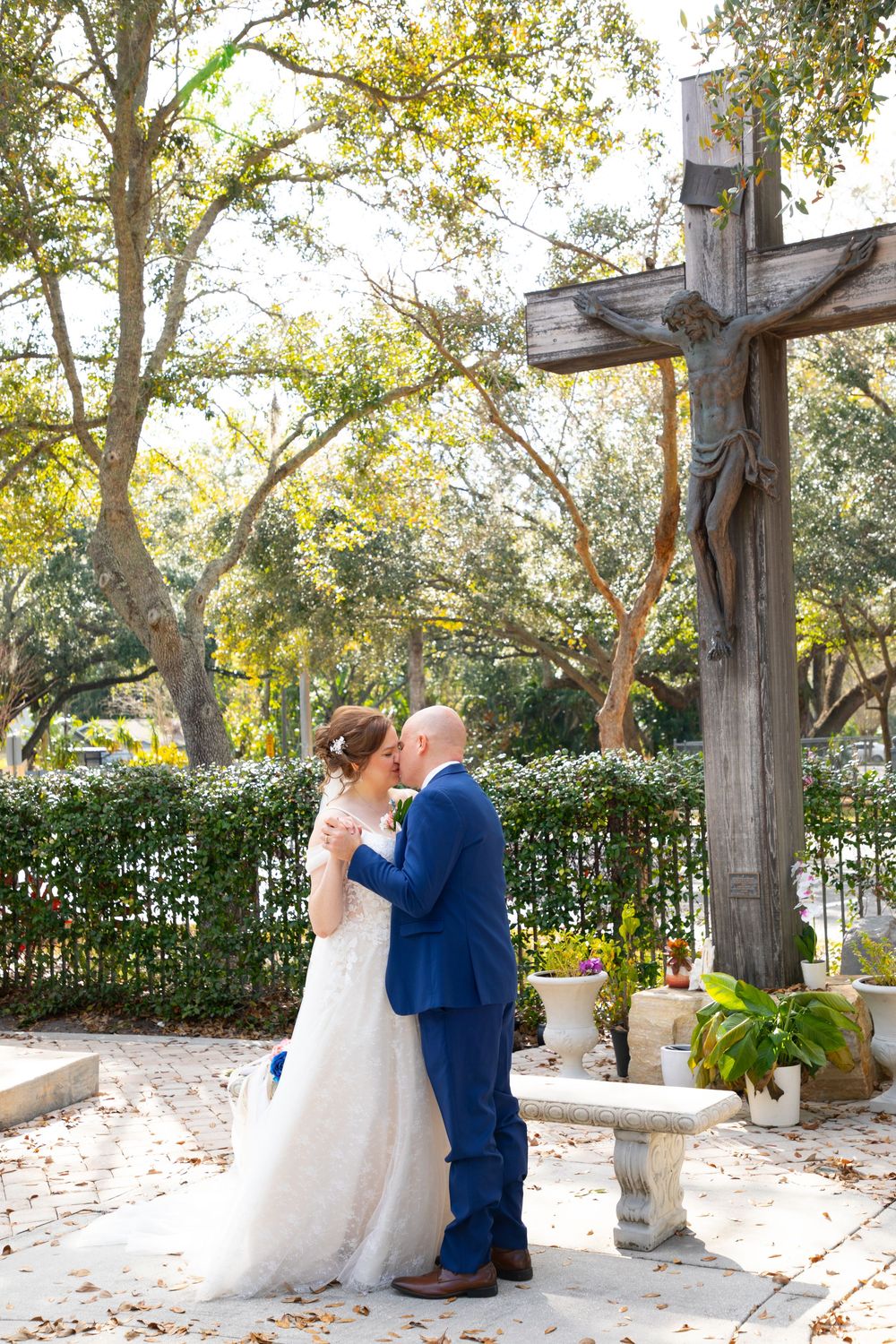 Editorial style wedding photography at St Paul's Catholic Church, Tampa, Florida.