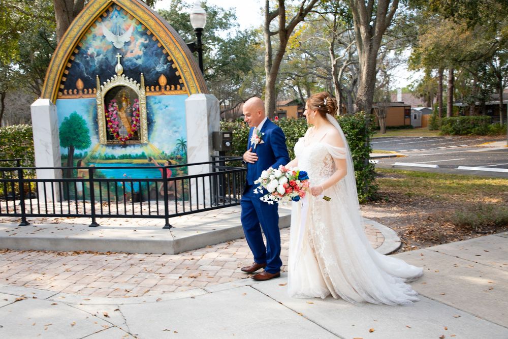 Editorial style wedding photography at St Paul's Catholic Church, Tampa, Florida.