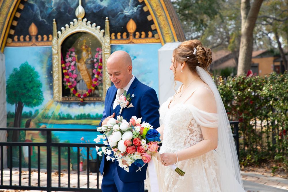 Editorial style wedding photography at St Paul's Catholic Church, Tampa, Florida.