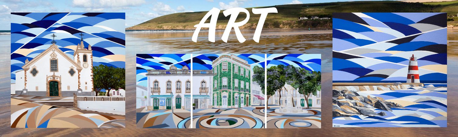 Colourful contemporary paintings inspired by the Algarve coastline by Algarve artist Alyson Sheldrake.