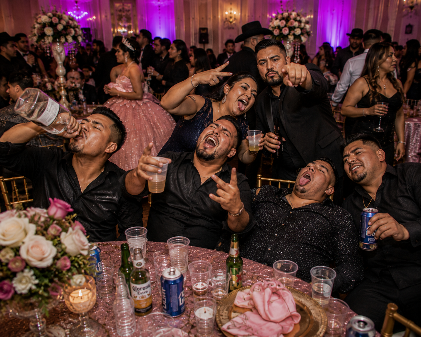 Open invite Quince celebration with crowded entrance highlighting quince venue planning, guest capacity, RSVP and safety checklist