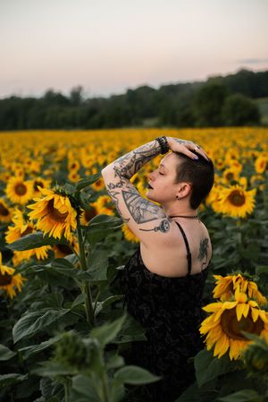 Sunflower field portrait session in Rochester NY