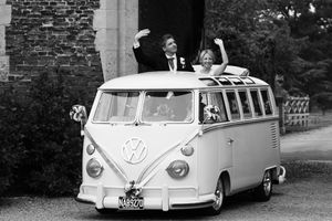 Wedding Photography VW Camper Van Bride and Groom Hodsock Priory Hodsock, Nottinghamshire