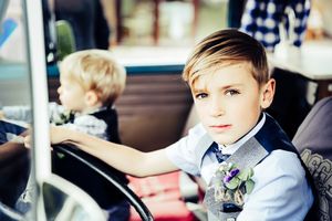 Page boy on VW camper van wedding photography
