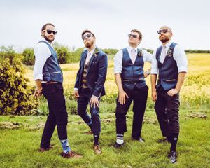 Wedding Photography Posing Groom and his groomsmen Clapham Holme Farm Weddings, Great Hatfield Hull