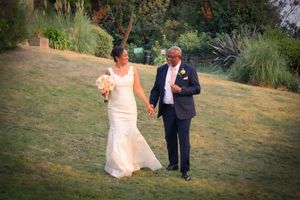 Bride and Groom in the gardens of the Imperial Hotel Torquay