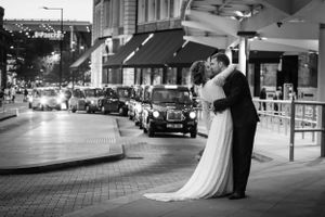 Wedding Photography Bride and Groom London Hackney Cab Kings Cross Station London