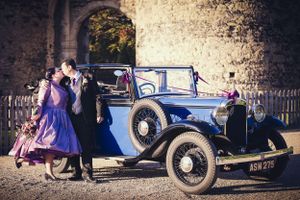 Wedding Photography Vintage Car Cooling Castle Barn Rochester Kent