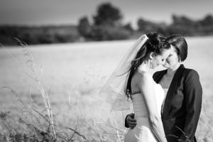 Wedding Photography Same Sex Lesbian Wedding wheat Field White Heather - Caenby Corner