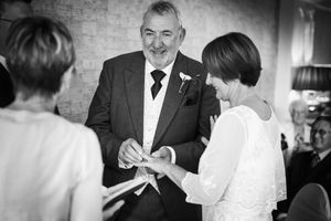 Mature bride and groom ceremony photography Seven Stars Totnes