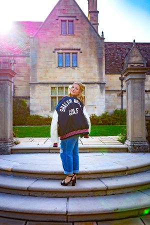 use your letterman jacket during your senior photoshoot
