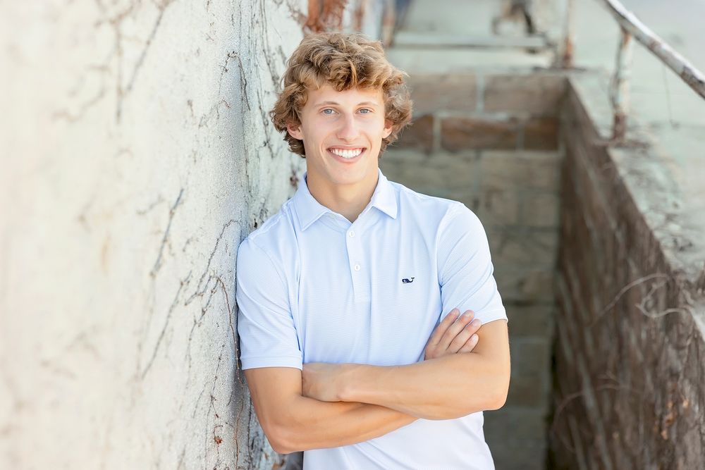 A series of casual portraits taken against a textured wall background showing relaxed poses in light clothing.