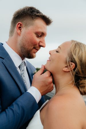 Close-up romantic moments captured between newlyweds in a series of intimate portrait shots.