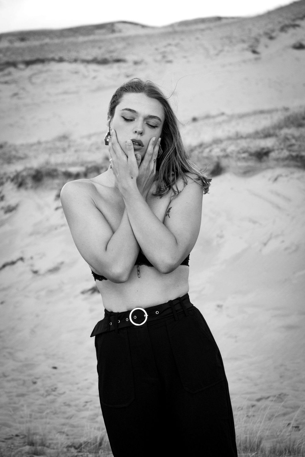 A woman's portrait at the seaside.