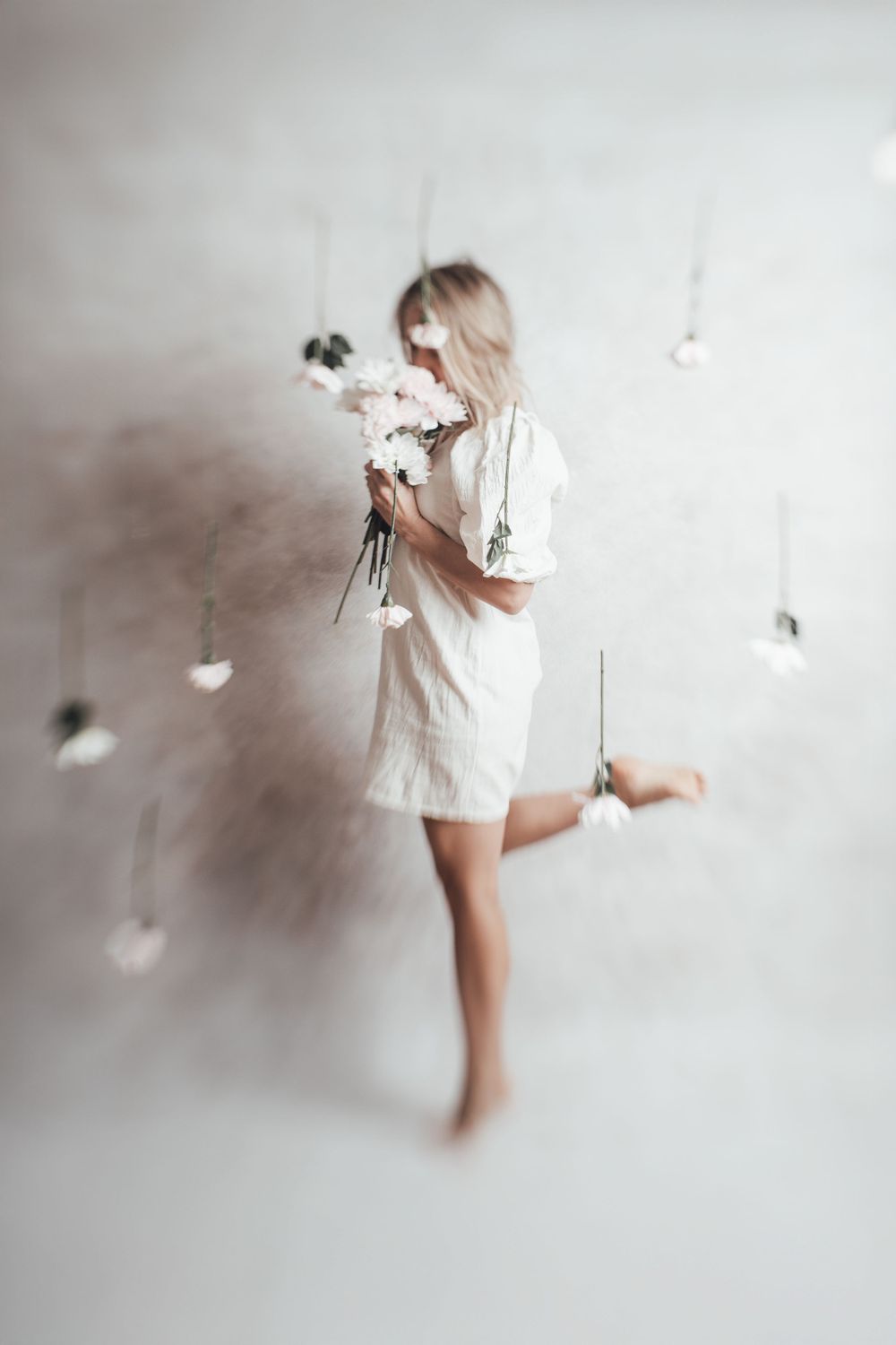 conceptual art woman with flowers