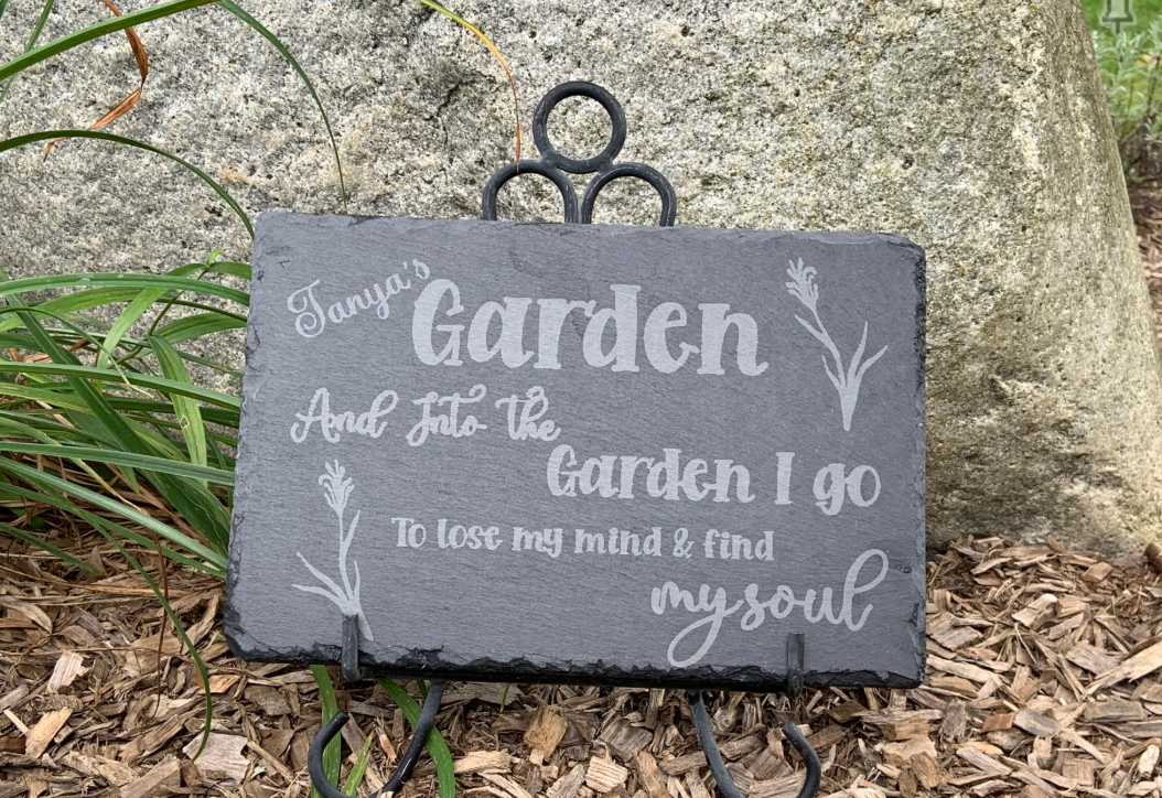 Garden Sign on Slate