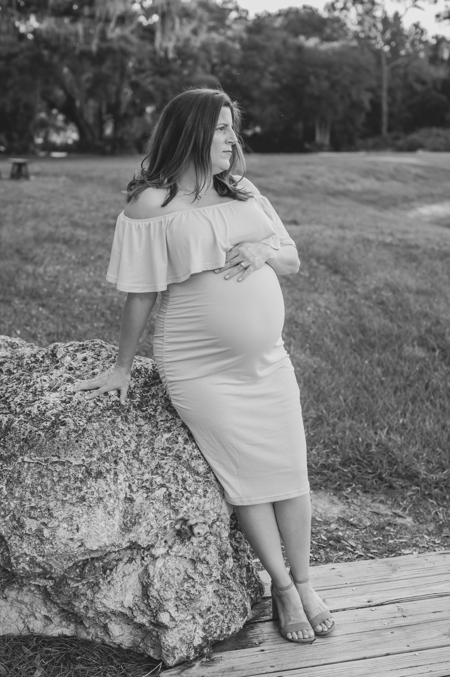 Black and White Maternity Photo