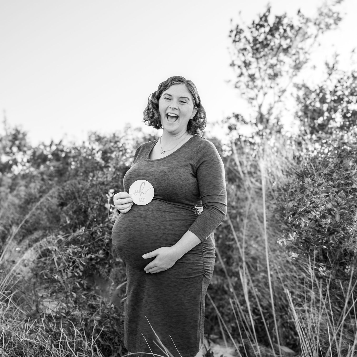 Black and White Maternity Photos at the beach