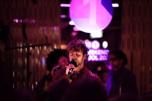 Tom green performing at BBCRadio 1 Big weekend Liverpool Launch