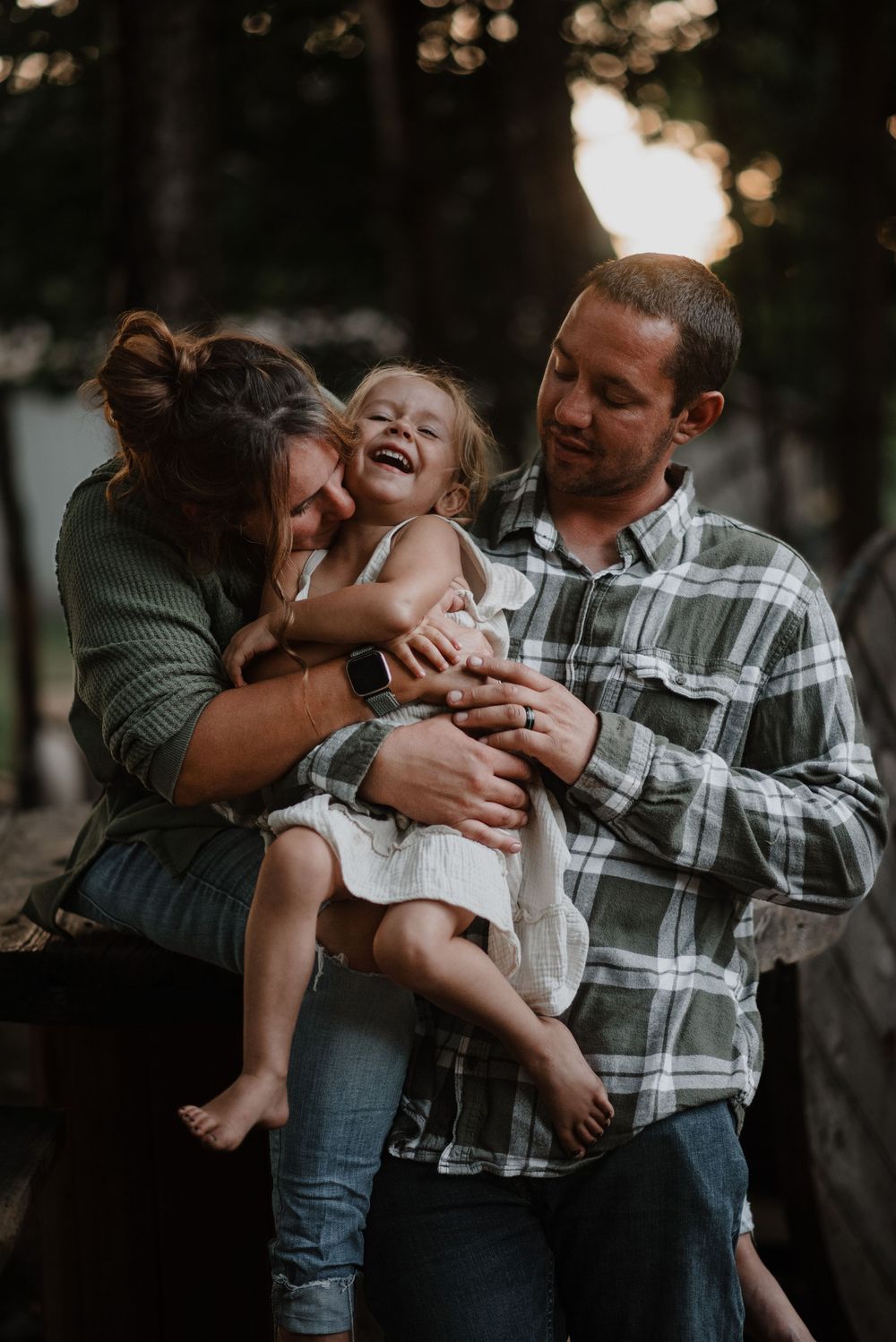 Family playing on their small homestead in Silver Creek, NY