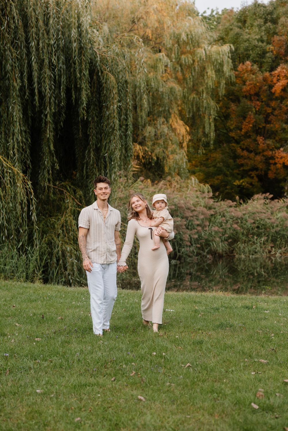 Family taking a walk in a park in Buffalo, NY