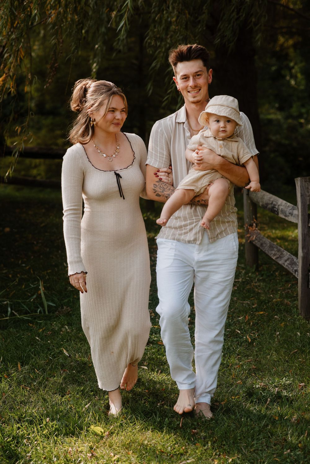 Family taking a walk in a park in Buffalo, NY