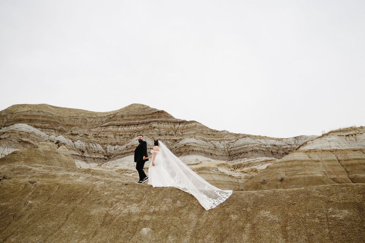 Drumheller Wedding Explore Alberta Elopement Bridal Portraits Dainty Develops Photography Bride Groom Travel Editorial Candid Wedding Photos
