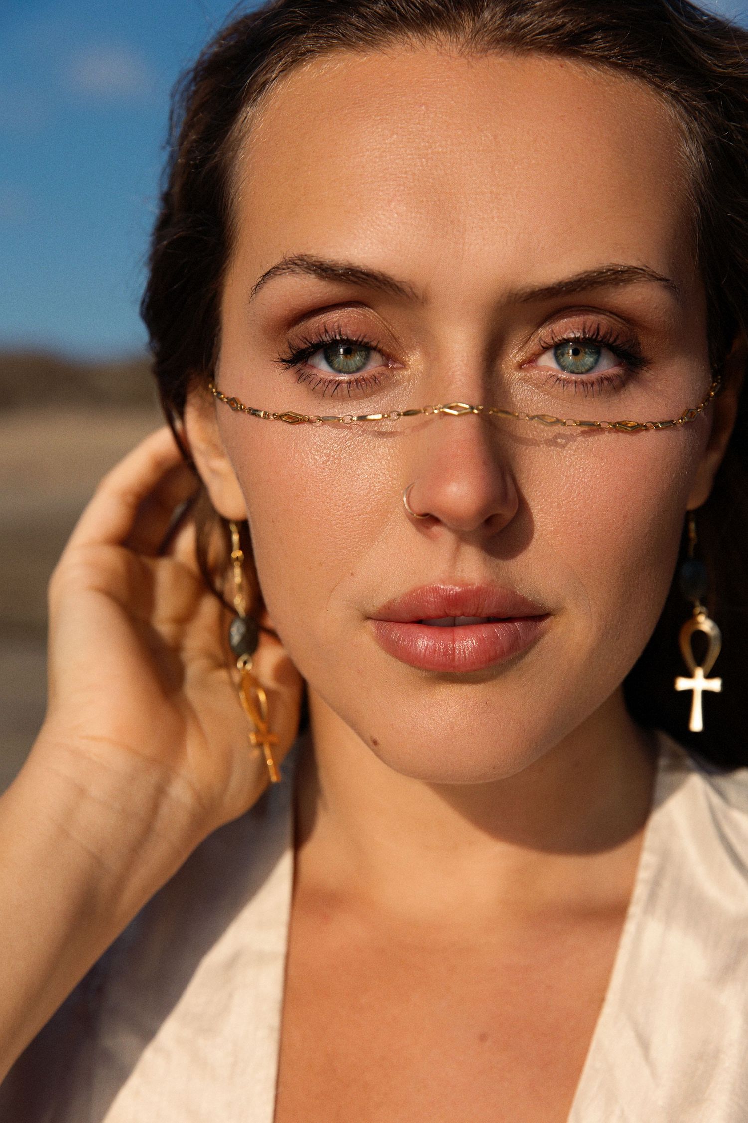 Editorial jewelry shoot with clean styling and skin-focused shots.