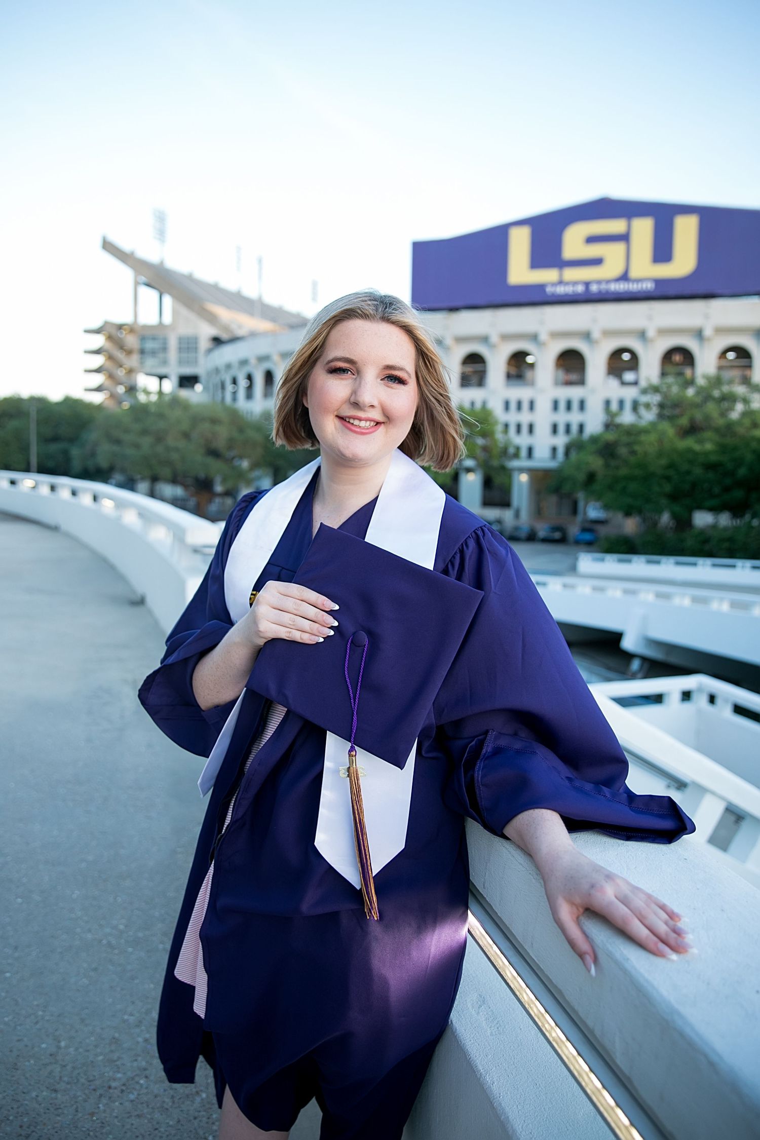 Senior photography for Louisiana State University graduate taken at LSU in Baton Rouge.