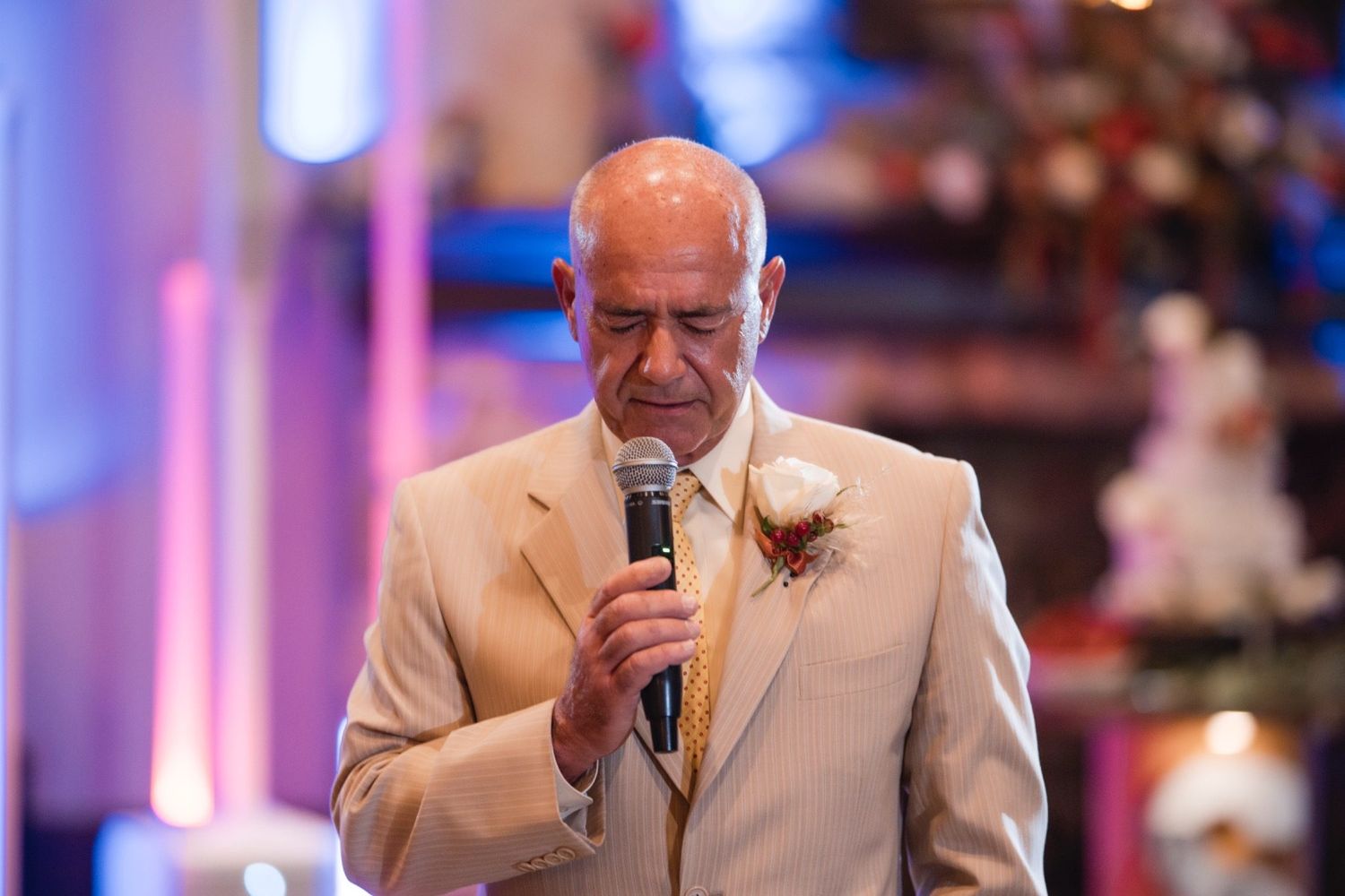 Low light wedding speech photographed with the Sony A7iii demonstrating clean high ISO performance