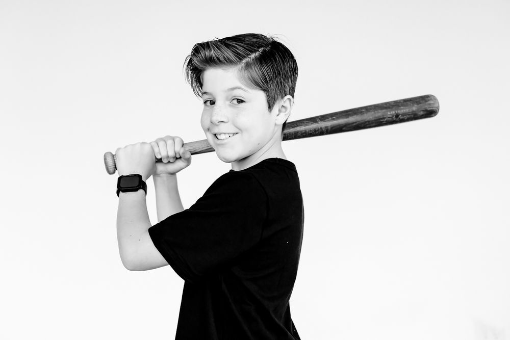 Kids sports photographed in Northbrook studio