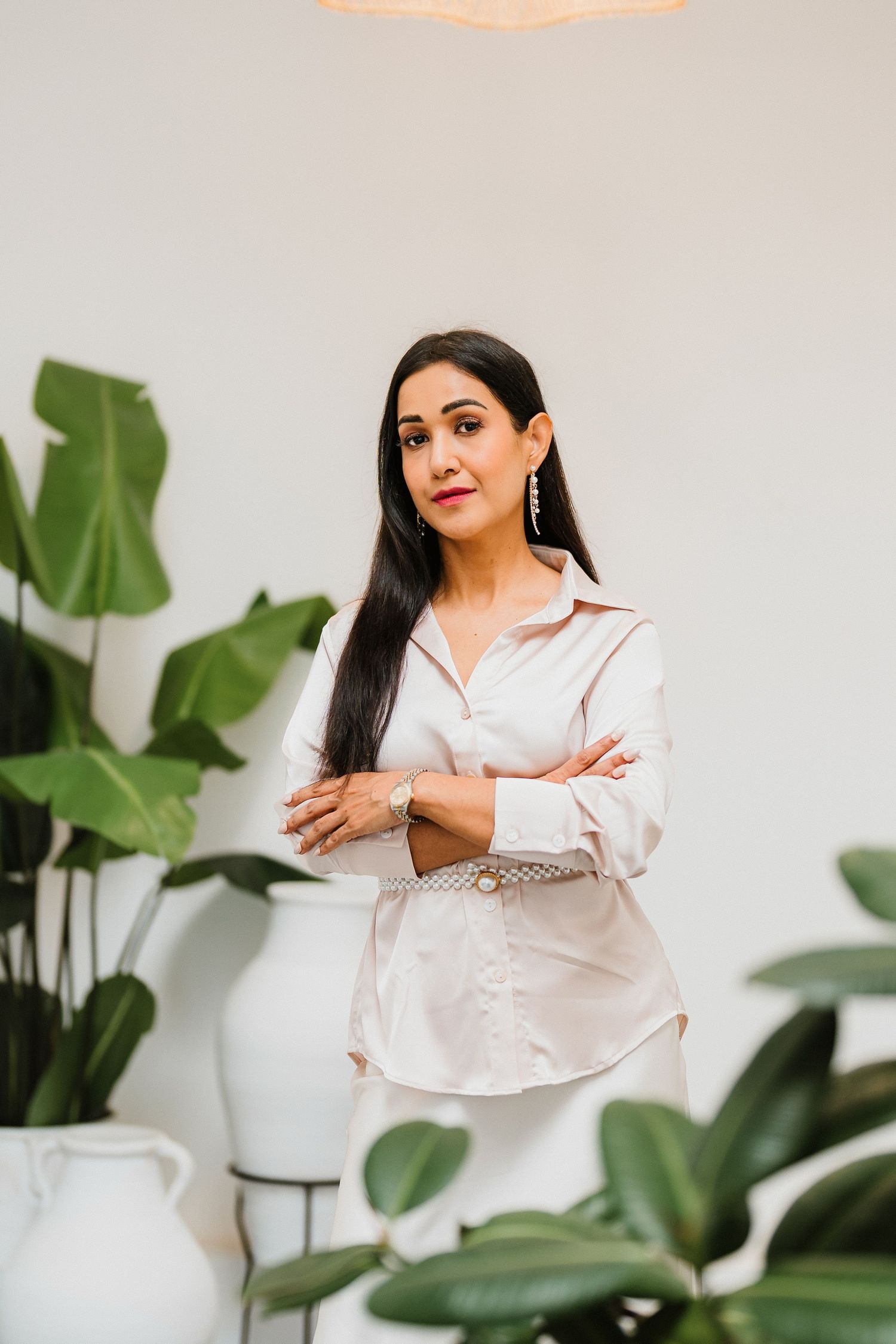 Corporate portrait photography session with modern studio styling