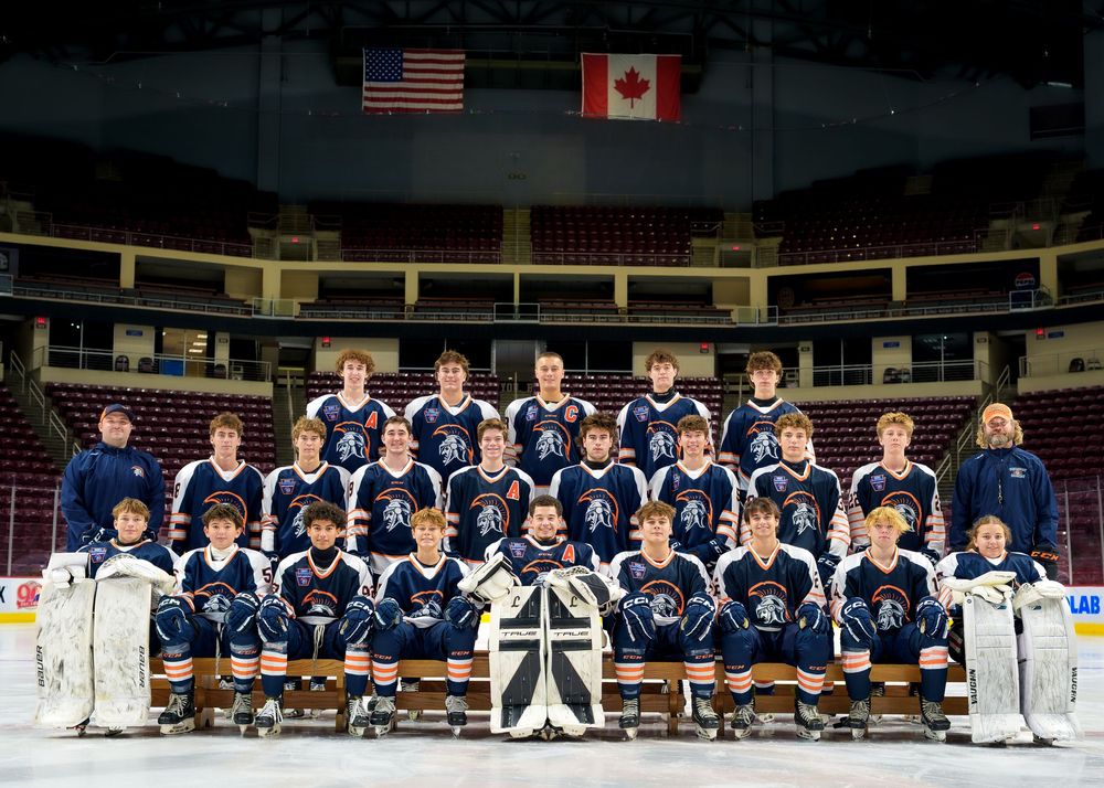 Hershey Trojans ice hockey team photo on the ice at the arena, by Deanna Fox, SportsFox Photography, Hershey PA