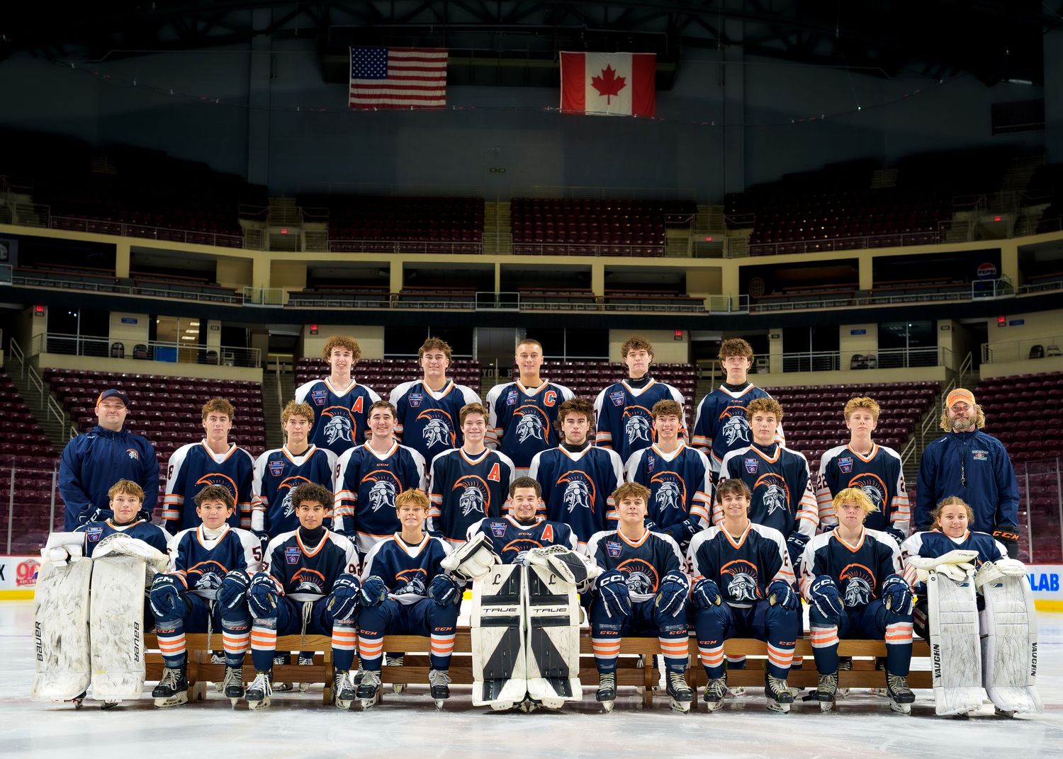 Hershey Trojans ice hockey team photo on the ice at the arena, by Deanna Fox, SportsFox Photography, Hershey PA