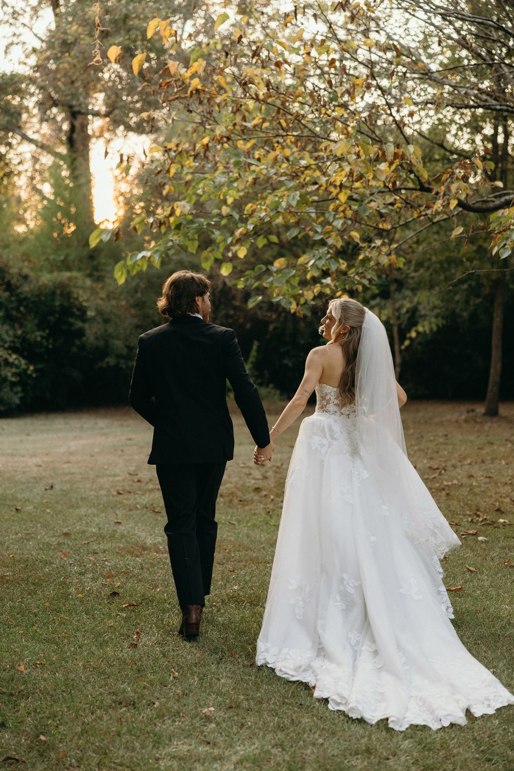 Portrait of a newly wed couple during golden hour at The Elms of Coosada in Coosada, Alabama