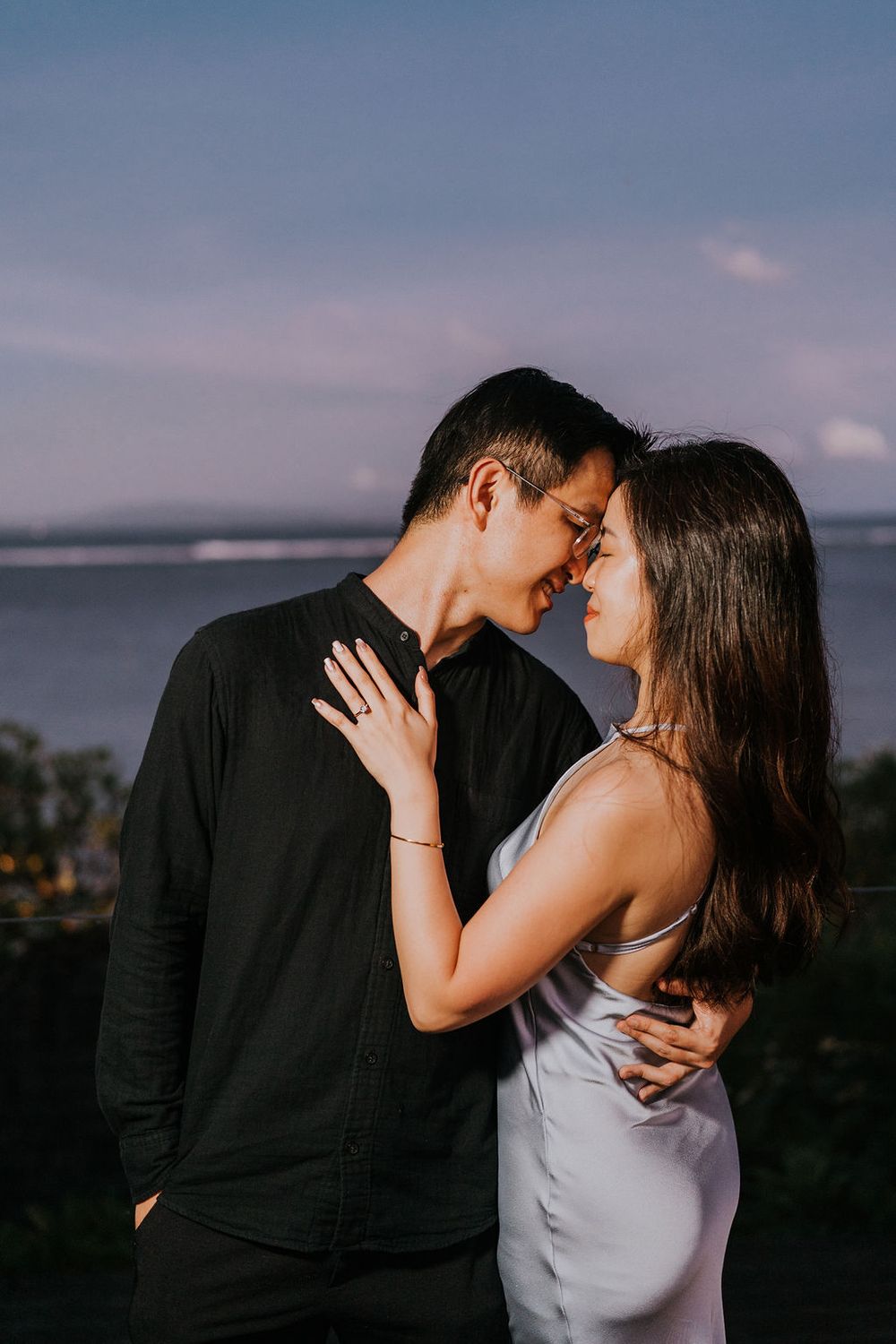 Romantic Bali engagement photography at Maya Sanur beachfront resort.